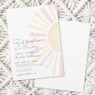 Invitación Pequeño Rayo de Sol Rosa Fiesta para el Bebé