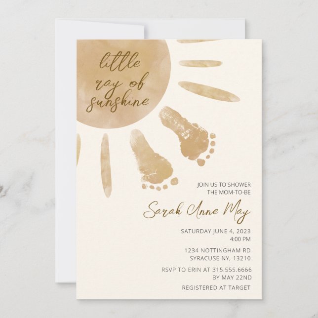 Invitación Pequeño rayo de Sunshine Boho Baby Shower (Anverso)