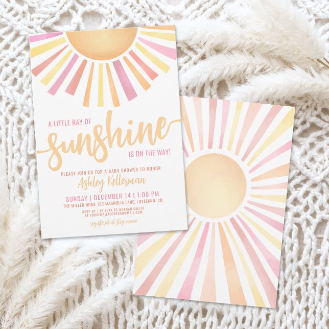 Invitación Pequeño Rayo De Sunshine Boho Baby Shower (Little Ray Of Sunshine Boho Baby Shower Invitation)