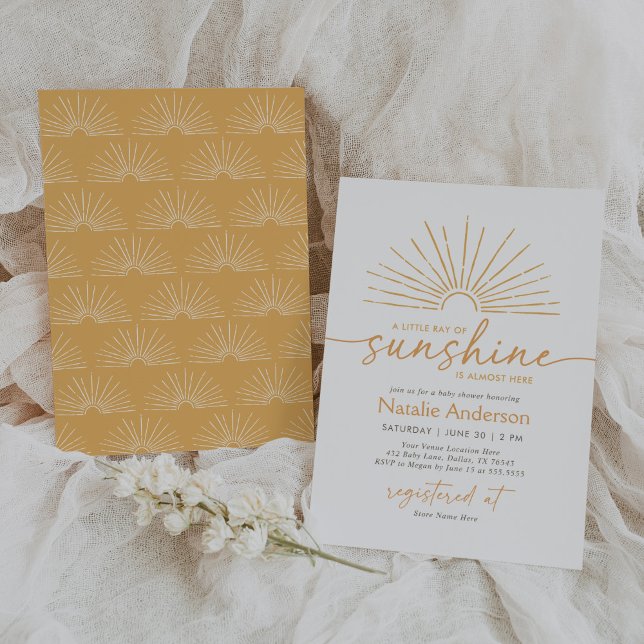 Invitación Pequeño rayo de Sunshine Boho Baby Shower (Subido por el creador)