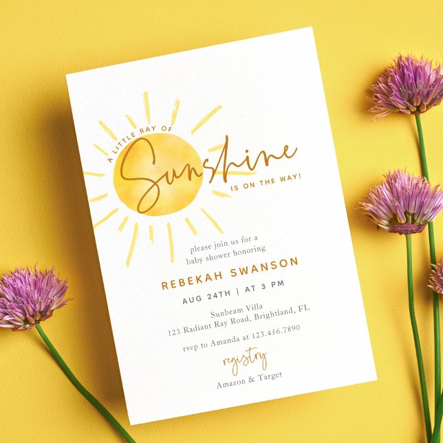 Invitación Pequeño rayo de Sunshine Boho Baby Shower (Subido por el creador)