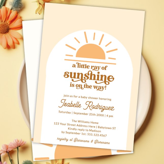 Invitación Pequeño Rayo De Sunshine Boho Baby Shower (Little Ray Of Sunshine Boho Baby Shower Invitation)