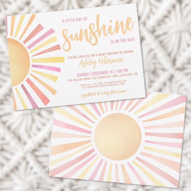 Invitación Pequeño Rayo De Sunshine Boho Baby Shower (Little Ray Of Sunshine Boho Baby Shower Invitation)