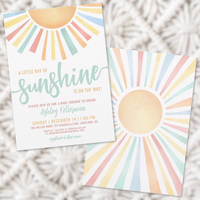 Invitación Pequeño Rayo De Sunshine Boho Baby Shower (Little Ray Of Sunshine Boho Baby Shower Invitation)