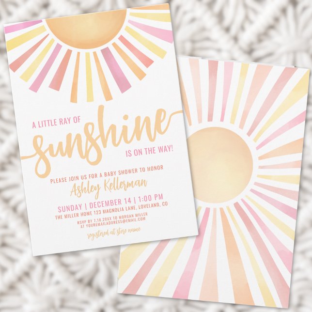 Invitación Pequeño Rayo De Sunshine Boho Baby Shower (Little Ray Of Sunshine Baby Shower Invitation)