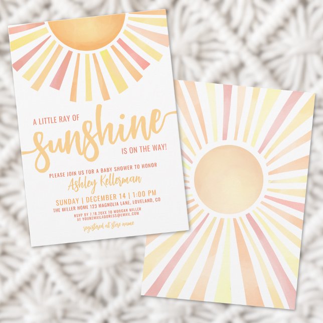 Invitación Pequeño Rayo De Sunshine Boho Baby Shower (Little Ray Of Sunshine Boho Baby Shower Invitation)
