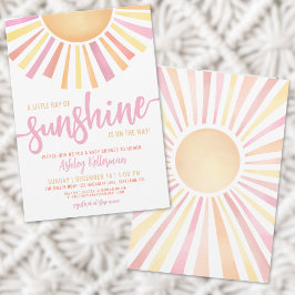 Invitación Pequeño Rayo De Sunshine Pink Boho Baby Shower