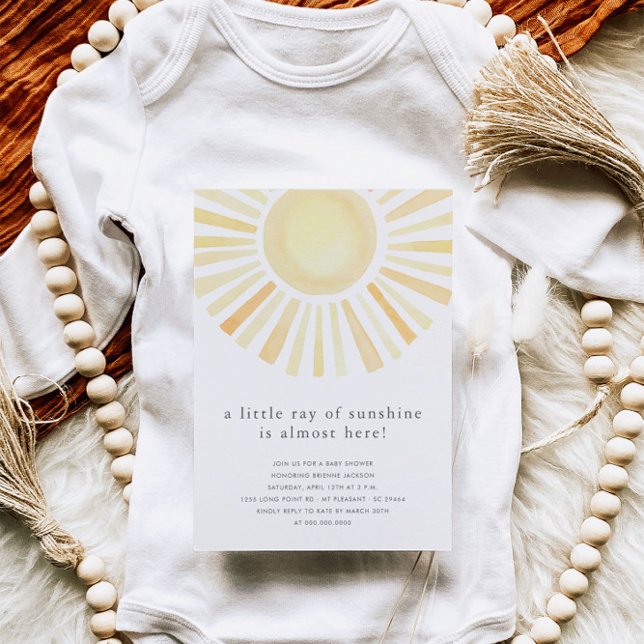 Invitación Pequeño Rayo Del Sol Boho Sol Baby Shower Amarillo (Subido por el creador)