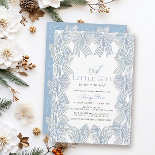 Invitación Pequeño regalo Blue Bow/Ribbon Boy Baby Shower