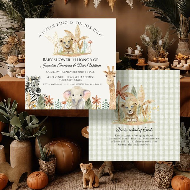 Invitación Pequeño rey león cebra Giraffe Square Baby Shower (Subido por el creador)