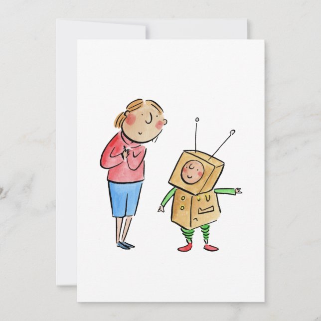 Invitación Pequeño robot (Anverso)