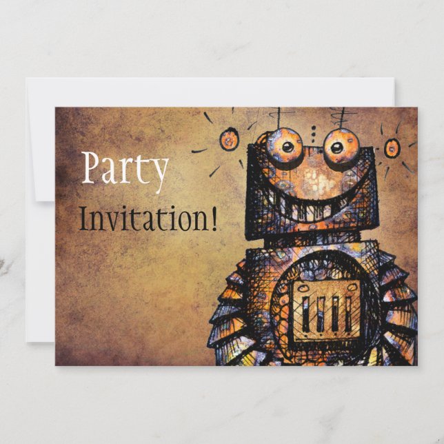 Invitación Pequeño robot (Anverso)
