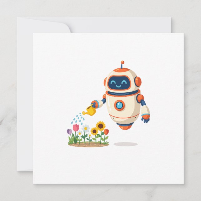 Invitación Pequeño Robot Jardinero (Anverso)
