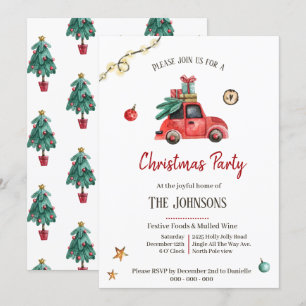 Invitación Pequeño rojo antiguo Navidades festivos