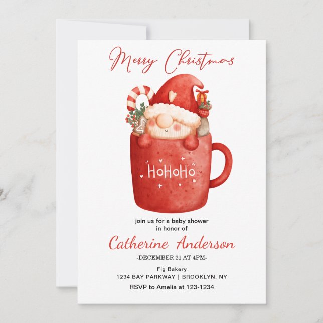 Invitación Pequeño romance de Navidades en un Baby Shower de  (Anverso)