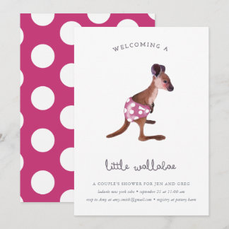 Invitación Pequeño Roo en frambuesa