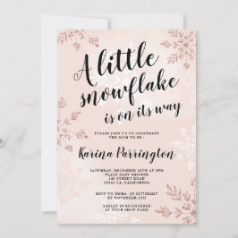 Invitación Pequeño rosa de copo de nieve oro guion rosado beb