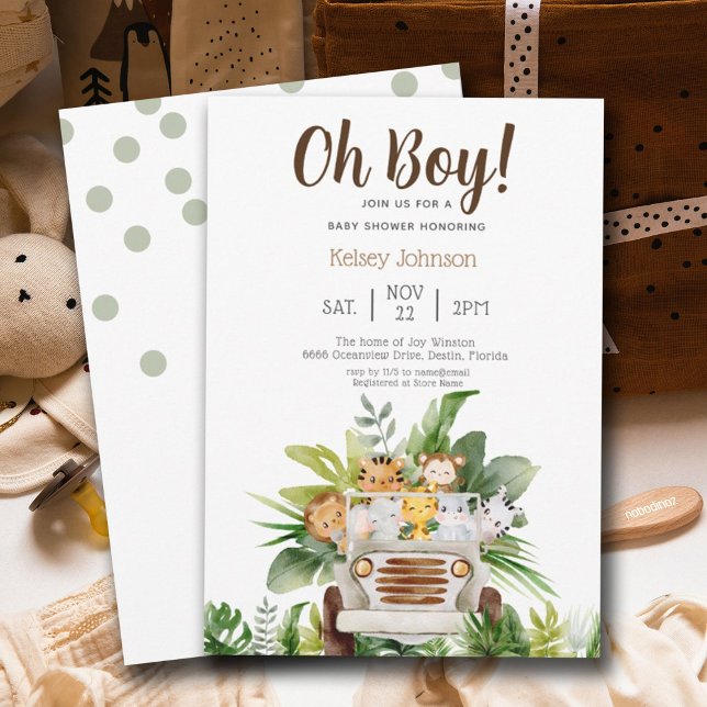 Invitación Pequeño Safari Jungle Zoo Animals Niño Baby Shower (Subido por el creador)