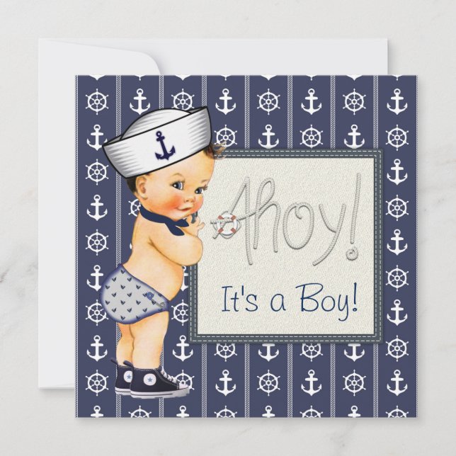 Invitación Pequeño Sailor Boy Nautical Baby Shower (Anverso)
