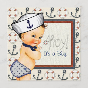 Invitación Pequeño Sailor Boy Nautical Baby Shower