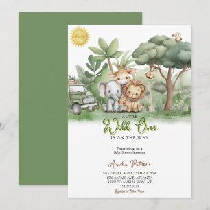 Invitación Pequeño Salvaje Safari Animales Acuarela