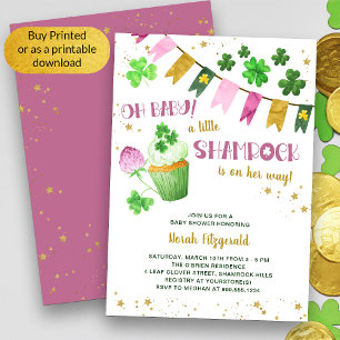 Invitación Pequeño Shamrock St Patricks Chica Oh Baby Shower