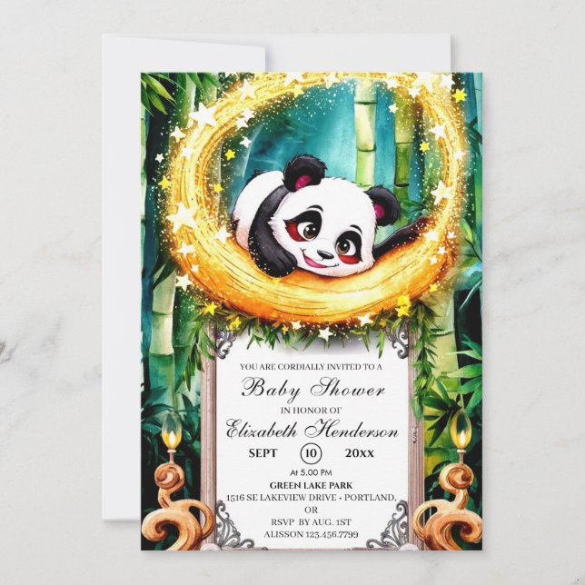 Invitación Pequeño simple panda simple (Anverso)