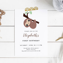 Invitación Pequeño Slote Primer Cumpleaños Animal Adorable Ka