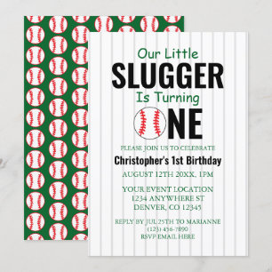 Invitación Pequeño Slugger Béisbol 1er Cumpleaños