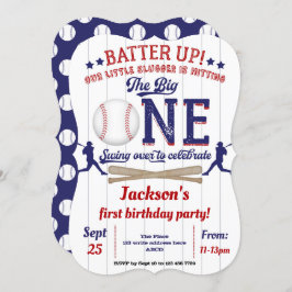 Invitación Pequeño slugger, béisbol, niño, primer cumpleaños
