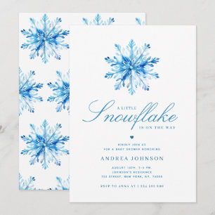 Invitación Pequeño Snowflake Blue Boy Baby Shower