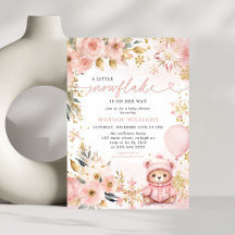 Pequeño Snowflake Rosa Flore Bear Baby Shower