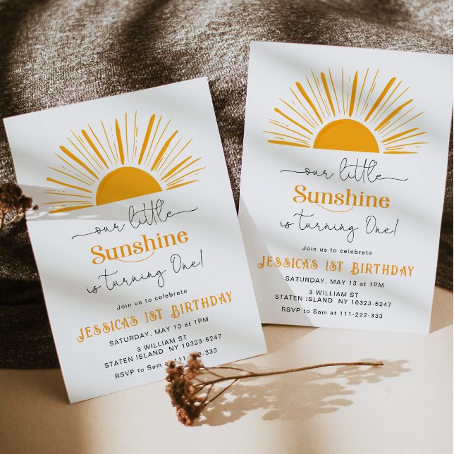 Invitación Pequeño sol minimalista primer cumpleaños (Subido por el creador)