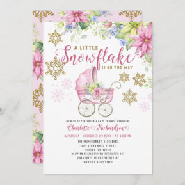 Invitación Pequeño Stroller Floral Rosa de Nieve