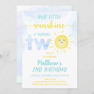 Invitación Pequeño Sunshine Boy segundo cumpleaños