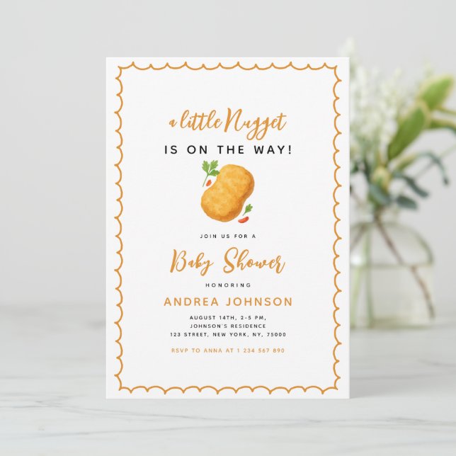 Invitación Pequeño tema de comida nugget Gracioso Baby Shower (Anverso de pie)