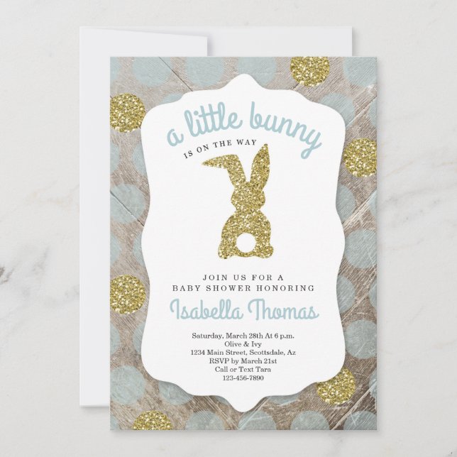 Invitación Pequeño tema de Pascua Baby Shower para niño (Anverso)
