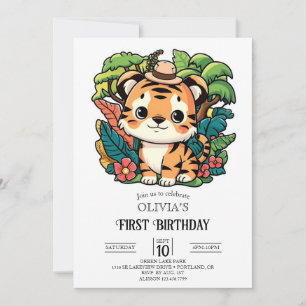 Invitación Pequeño tigre 1er cumpleaños digital