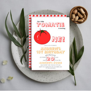 Invitación Pequeño Tomatie Cumple Un Cumpleaños Lindo 1er