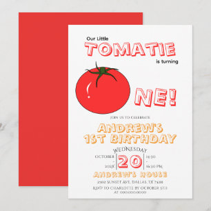 Invitación Pequeño Tomatie Cumple Un Cute 1er Cumpleaños