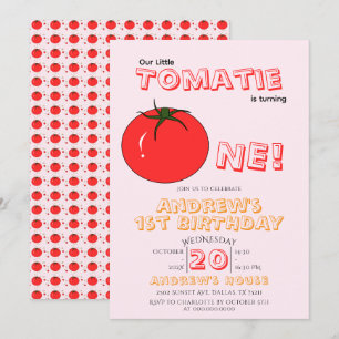 Invitación Pequeño Tomatie Cumple Un Lindo 1er Cumpleaños
