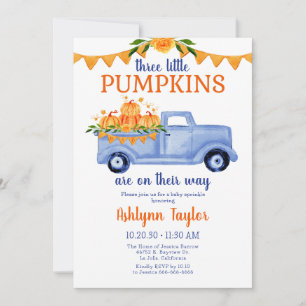 Invitación Pequeño trío de calabaza Baby Sprinkle Todo en uno