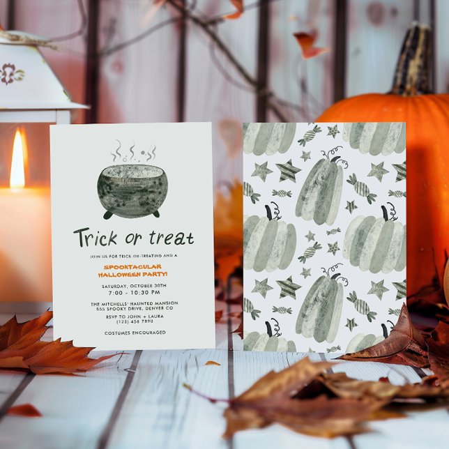 Invitación Pequeño truco de maceta o fiesta de Halloween (Subido por el creador)
