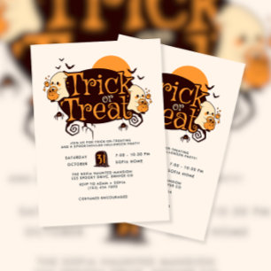 Invitación Pequeño truco fantasma o fiesta de Halloween