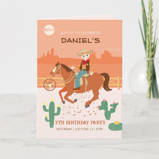 Invitación Pequeño vaquero de Guay y fiesta de cumpleaños de  (Anverso)