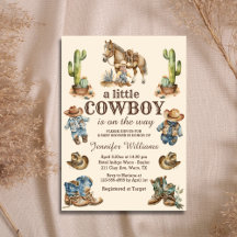 pequeño vaquero en camino baby shower western