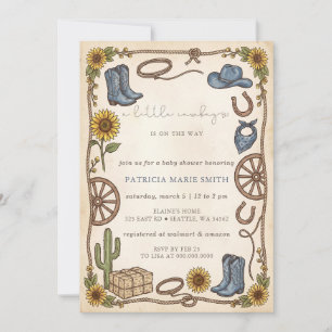 Invitación Pequeño Vaquero Está En Camino Niño Shower De Bebé