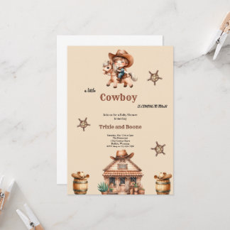 Invitación pequeño vaquero viene a la ciudad, vaquero, nena