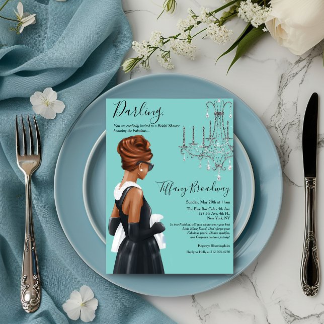 Invitación Pequeño vestido negro azul Glam Brilla Ducha (Subido por el creador)