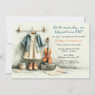 Invitación Pequeño Violinista - Chica del primer cumpleaños